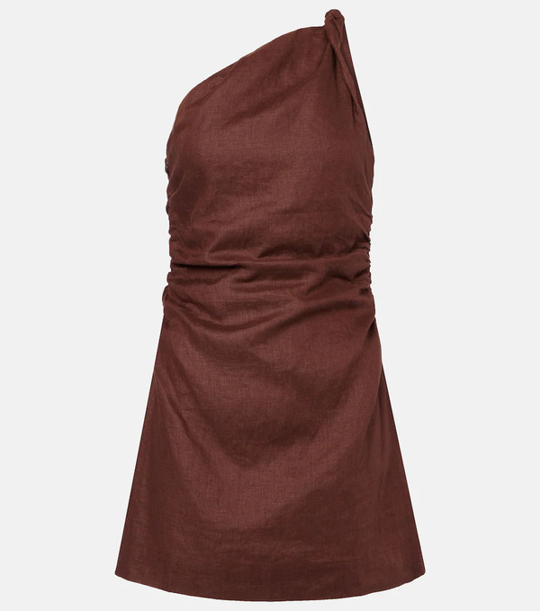  Faithfull Faithfull Marga One-shoulder Linen Minidress 