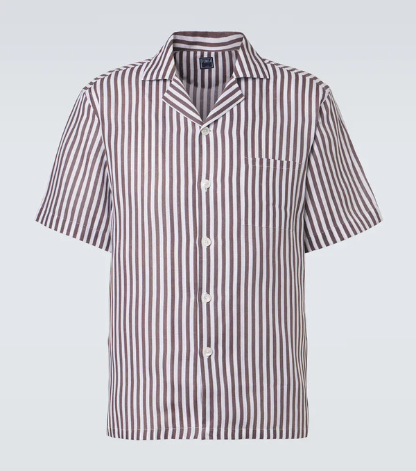  Fedeli Fedeli Striped Linen Bowling Shirt 