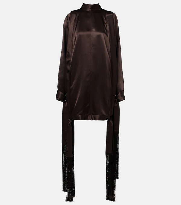  Ferragamo Ferragamo Fringed Satin Minidress 