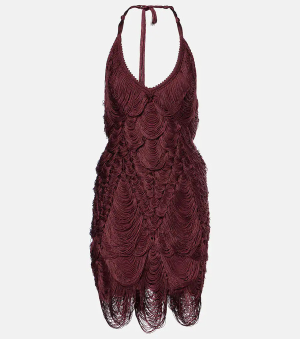  Ferragamo Ferragamo Halterneck Silk-blend Minidress 