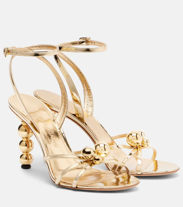  Ferragamo Ferragamo Karina Metallic Leather Sandals 