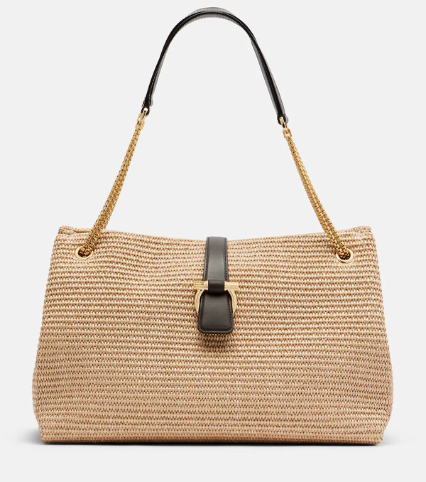  Ferragamo Ferragamo Medium Raffia Shoulder Bag 