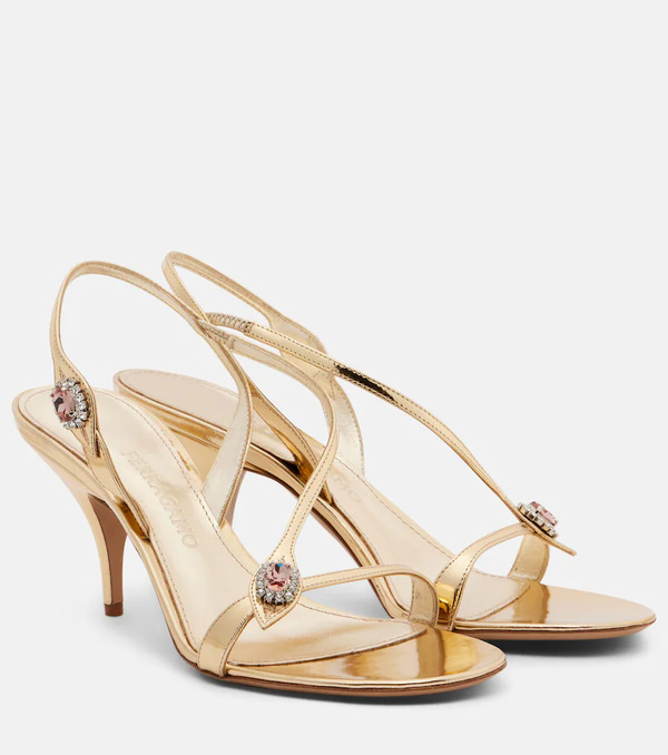  Ferragamo Ferragamo Sibilla 70 Metallic Leather Sandals 