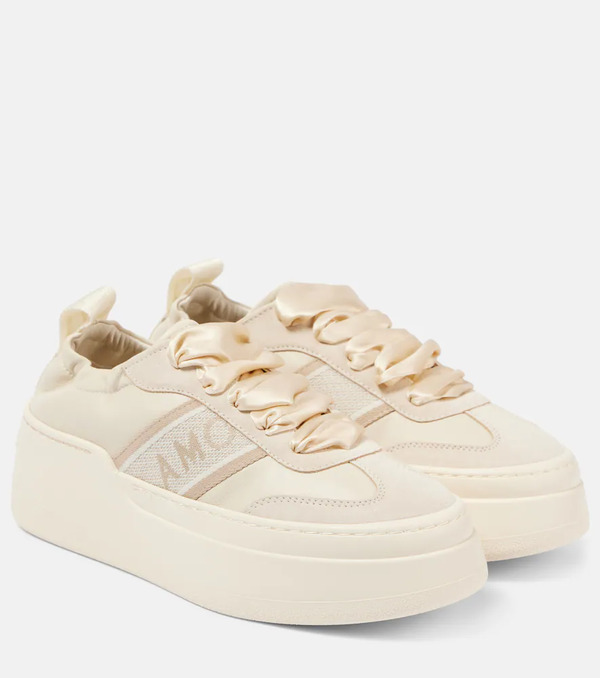  Ferragamo Ferragamo Suede-trimmed Leather Platform Sneakers 