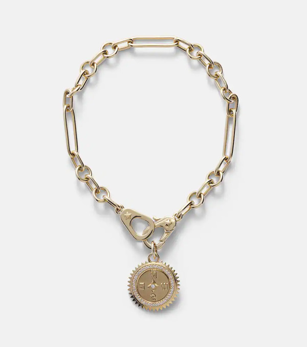  Foundrae Foundrae Internal Compass 18kt Gold Bracelet With Diamonds 
