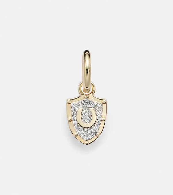  Foundrae Foundrae Protection Petite Chubby 18kt Gold Single Earring With Diamonds 