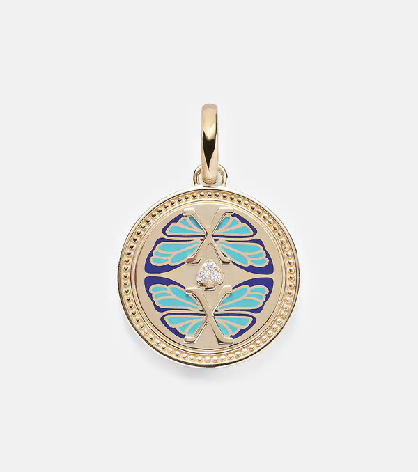  Foundrae Foundrae Reverie Medium 18k Gold And Ceramic Pendant With Diamonds 