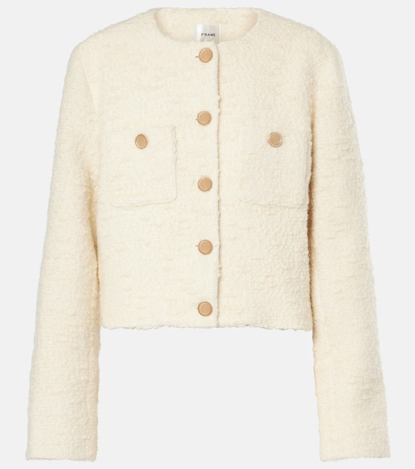  Frame Frame Cropped Cotton And Wool Jacket 