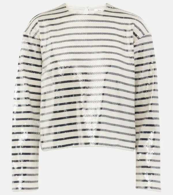  Frame Frame Sequined Striped Cotton Top Coat 