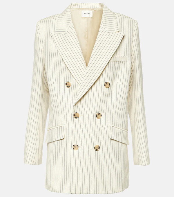  Frame Frame Striped Cotton And Linen Blazer 