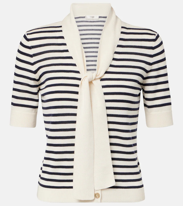  Frame Frame The Sailor Striped Tie-neck Sweater 