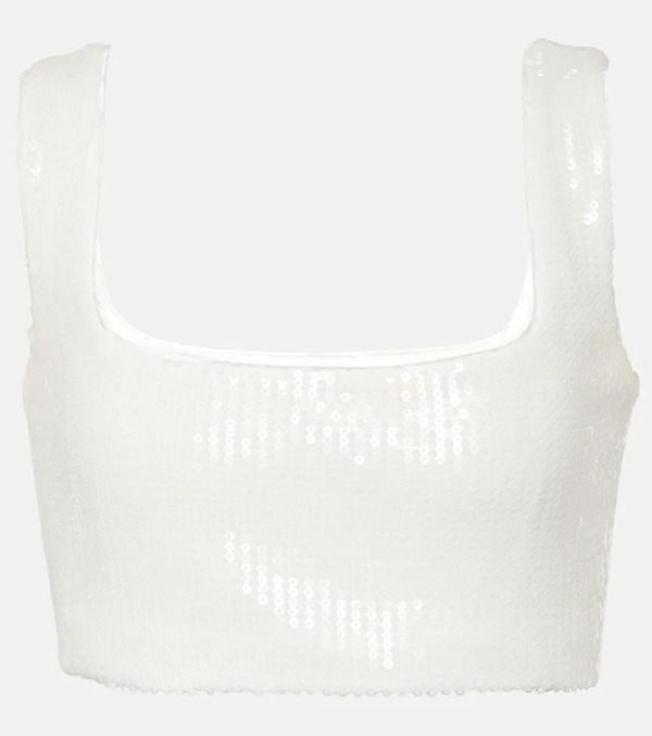  Galvan Galvan Bridal Beating Heart Sequined Crop Top 