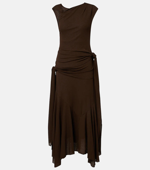  Ganni Ganni Asymmetric Draped Mesh Midi Dress 