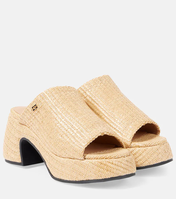  Ganni Ganni Butterfly Raffia Platform Mules 