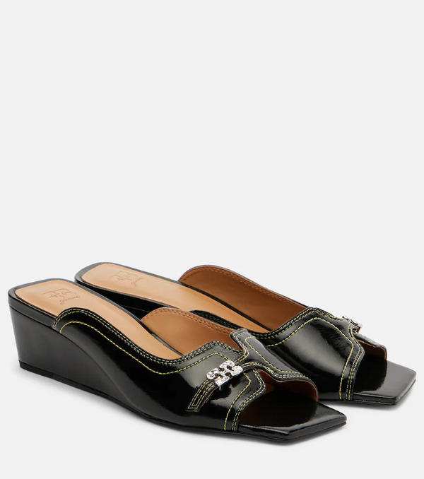  Ganni Ganni Butterfly Wedge Mules 