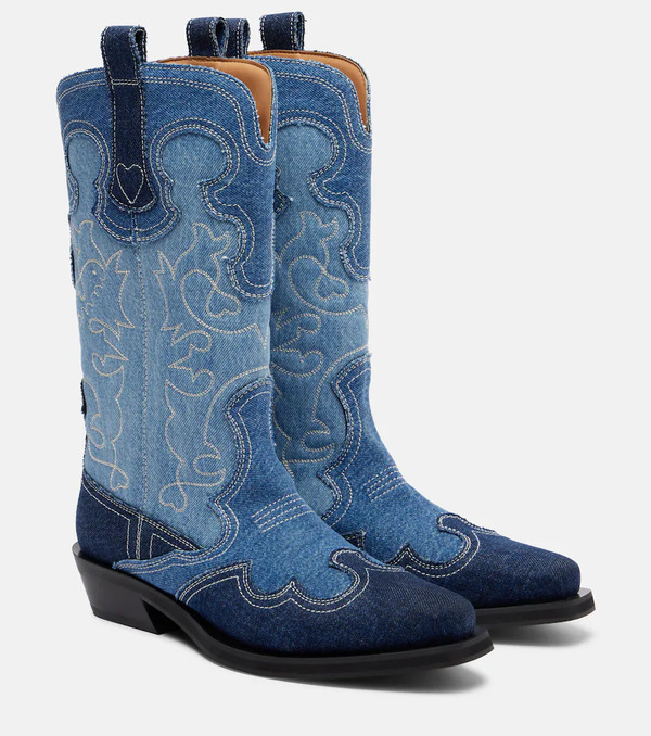  Ganni Ganni Denim Cowboy Boots 