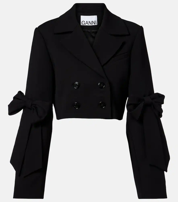  Ganni Ganni Double-breasted Cropped Blazer 