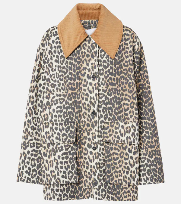  Ganni Ganni Leopard-print Canvas Jacket 