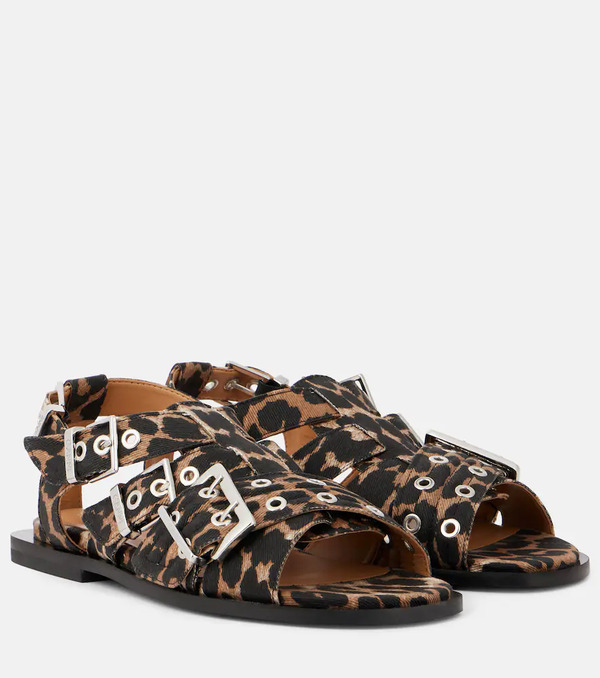  Ganni Ganni Leopard-print Sandals 