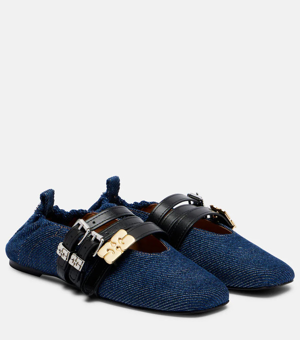  Ganni Ganni Logo Ballet Flats 