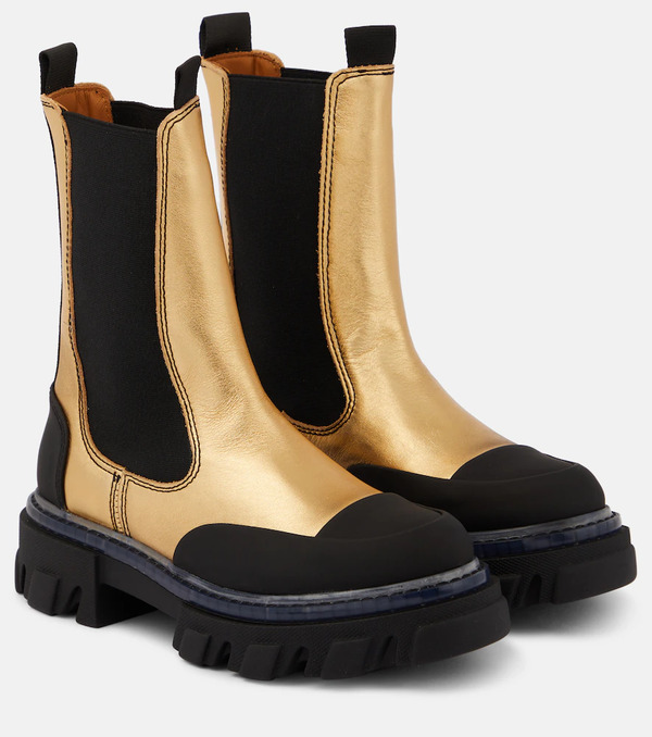  Ganni Ganni Metallic Leather Chelsea Boots 
