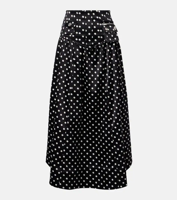  Ganni Ganni Polka-dot Satin Maxi Skirt 