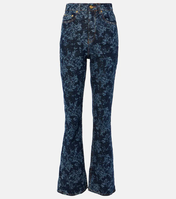  Ganni Ganni Printed High-rise Flared Jeans 