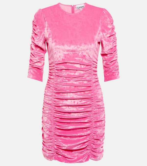  Ganni Ganni Ruched Velvet Minidress 