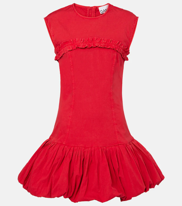  Ganni Ganni Ruffled Cotton-blend Minidress 