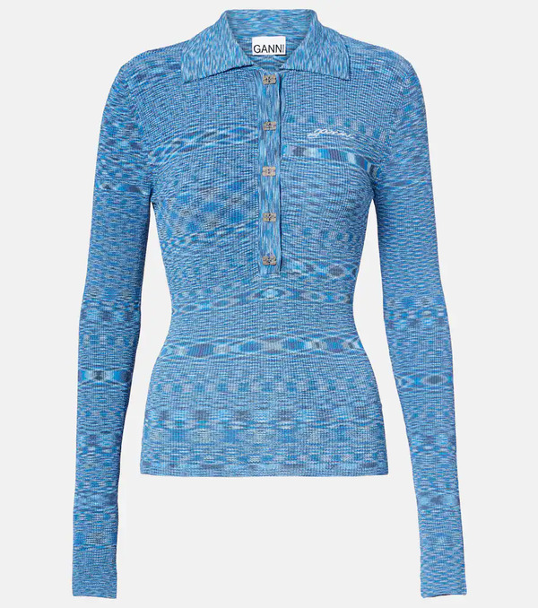  Ganni Ganni Space-dyed Polo Sweater 