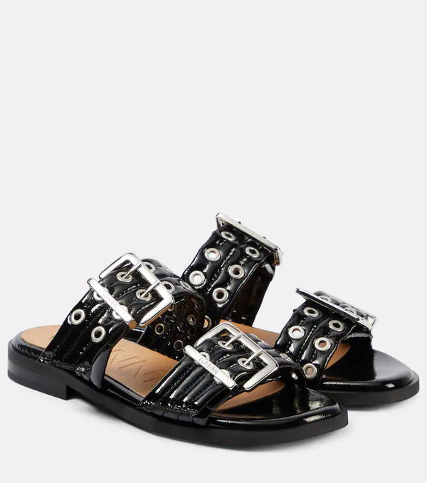  Ganni Ganni Studded Patent Leather Sandals 