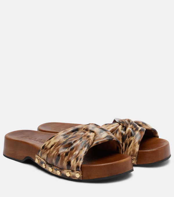  Ganni Ganni Tia Leopard-print Clogs 