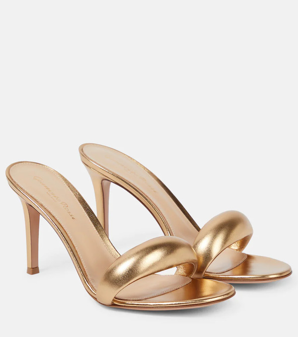  Gianvito Rossi Gianvito Rossi Bijoux 85 Metallic Leather Mules 