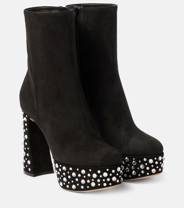  Gianvito Rossi Gianvito Rossi Crystal Holly Suede Platform Ankle Boots 