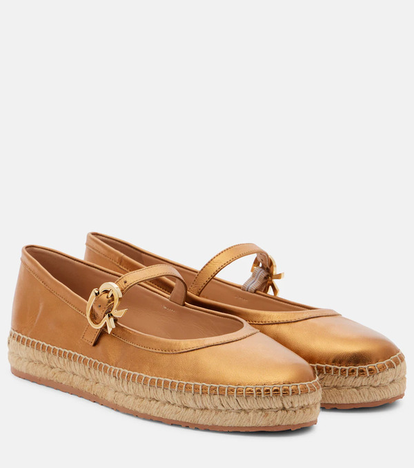  Gianvito Rossi Gianvito Rossi Elda Metallic Leather Espadrilles 