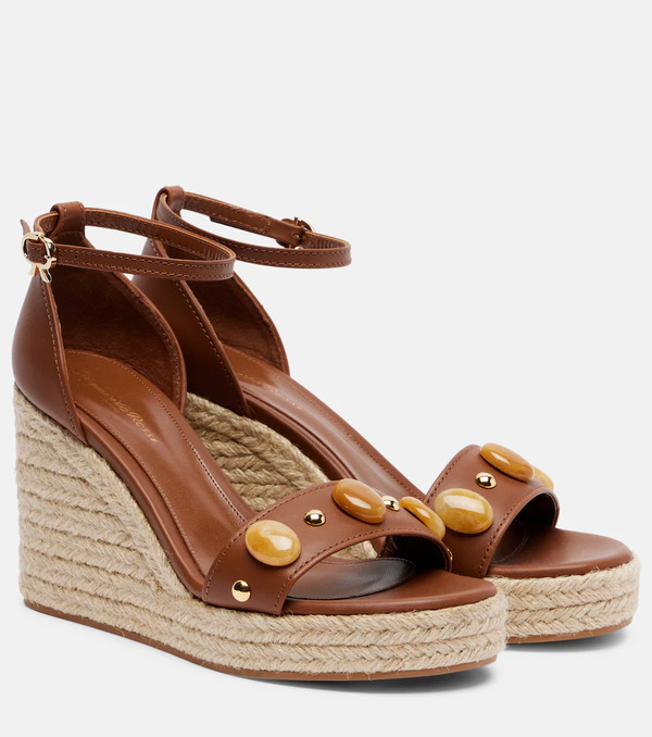  Gianvito Rossi Gianvito Rossi Embellished Leather Espadrille Wedges 