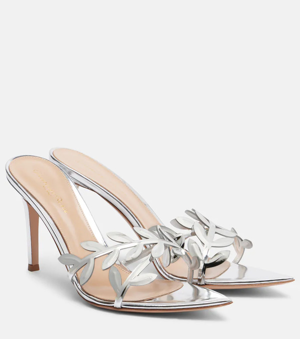  Gianvito Rossi Gianvito Rossi Flavia Metallic Leather Mules 