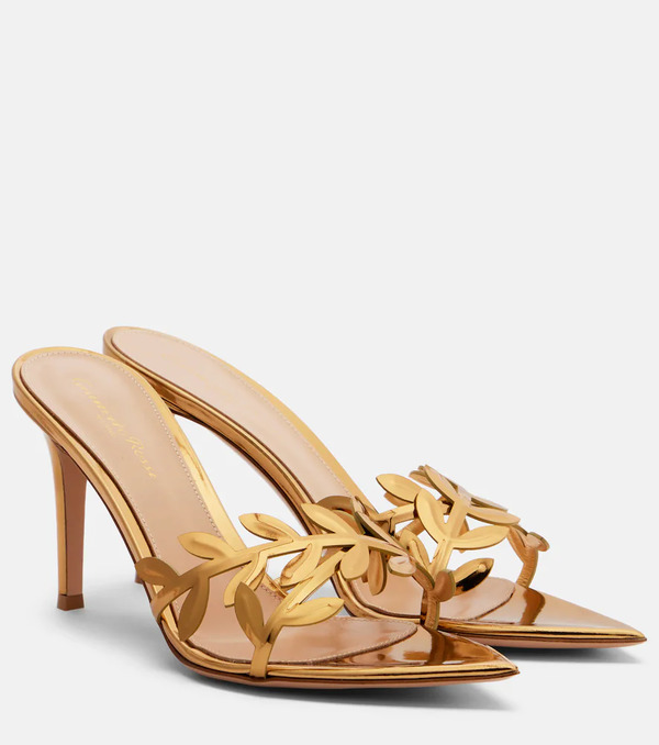  Gianvito Rossi Gianvito Rossi Flavia Mirrored Leather Mules 