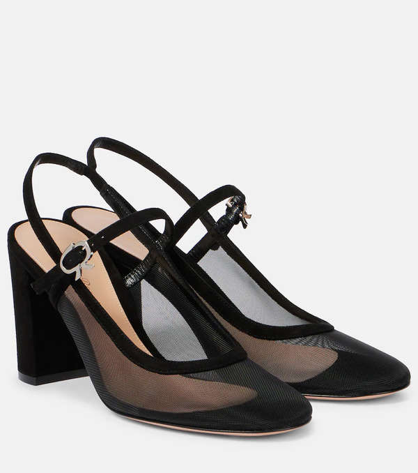  Gianvito Rossi Gianvito Rossi Francoise 85 Leather Slingback Pumps 