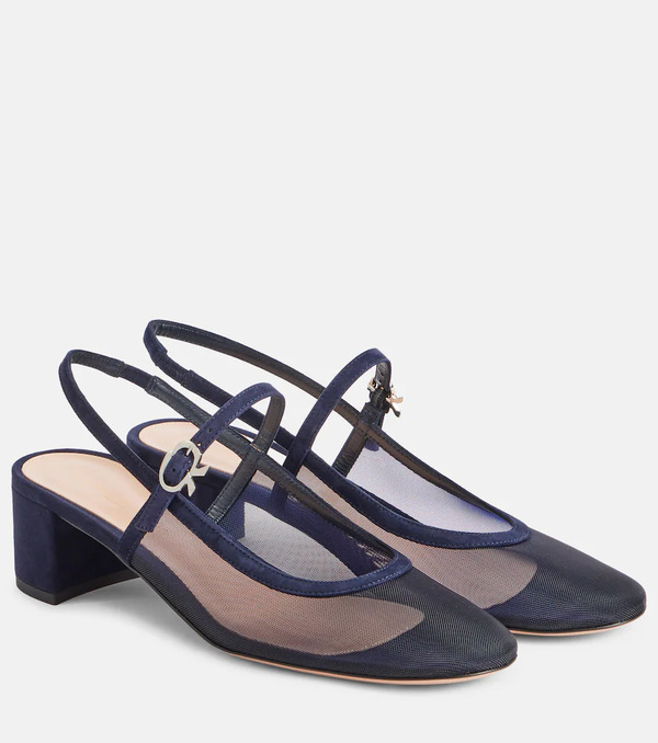  Gianvito Rossi Gianvito Rossi Francoise 45 Suede-trimmed Slingback Pumps 