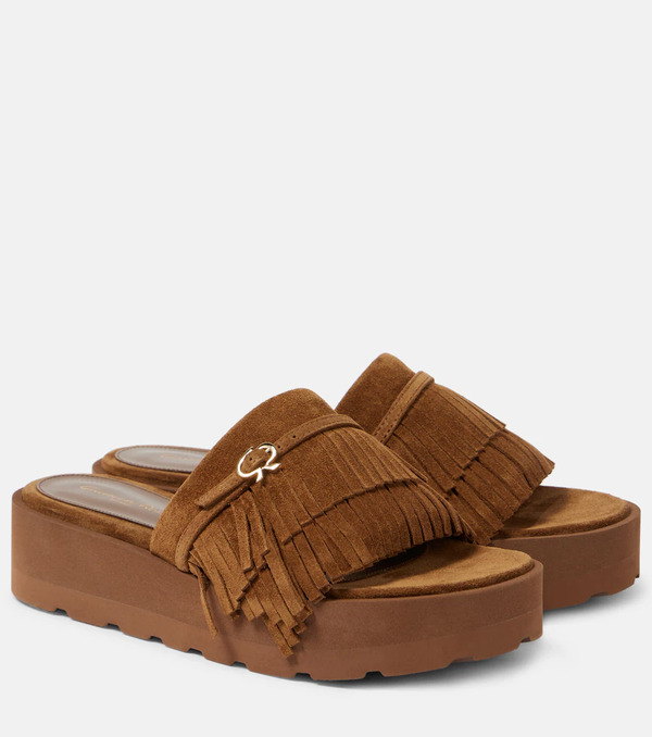  Gianvito Rossi Gianvito Rossi Fringed Suede Slides 