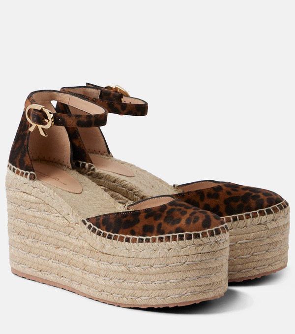  Gianvito Rossi Gianvito Rossi Leopard-print Suede Espadrille Wedges 