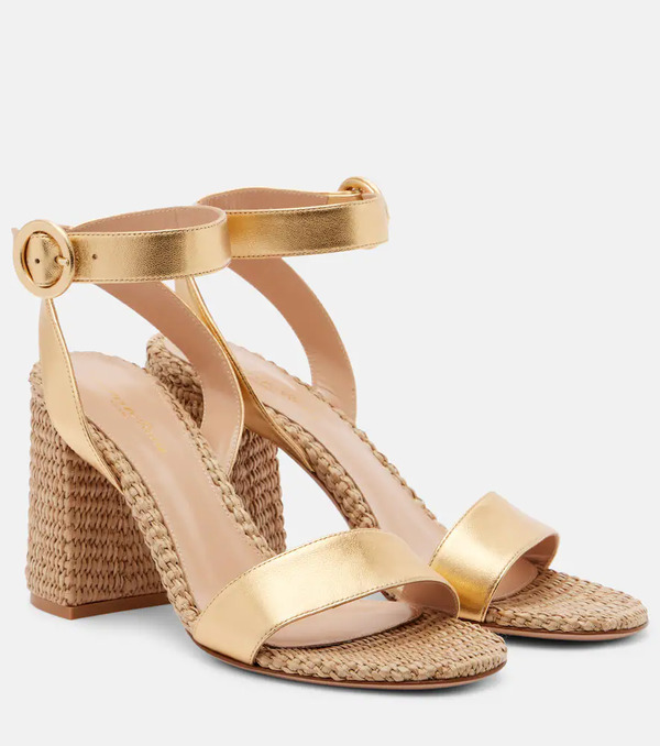  Gianvito Rossi Gianvito Rossi Luana 85 Metallic Leather Sandals 