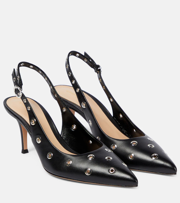  Gianvito Rossi Gianvito Rossi Lydia Studded Leather Slingback Pumps 