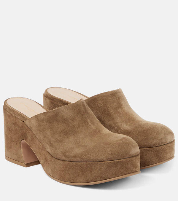  Gianvito Rossi Gianvito Rossi Lyss Suede Platform Mules 