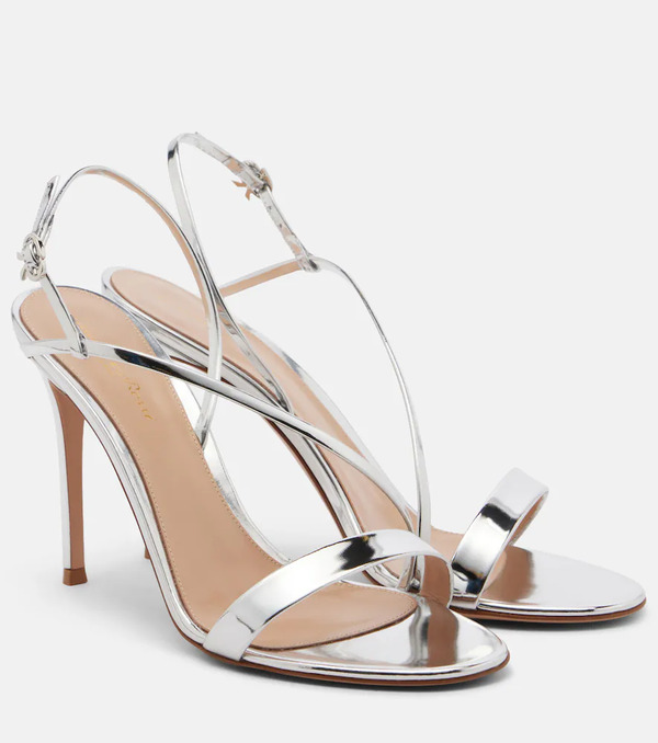  Gianvito Rossi Gianvito Rossi Manhattan Mirrored Leather Sandals 