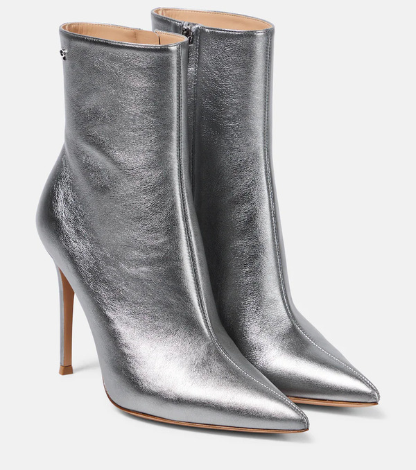  Gianvito Rossi Gianvito Rossi Metallic Leather Ankle Boots 