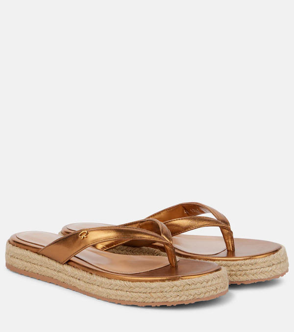  Gianvito Rossi Gianvito Rossi Metallic Leather Thong Sandals 