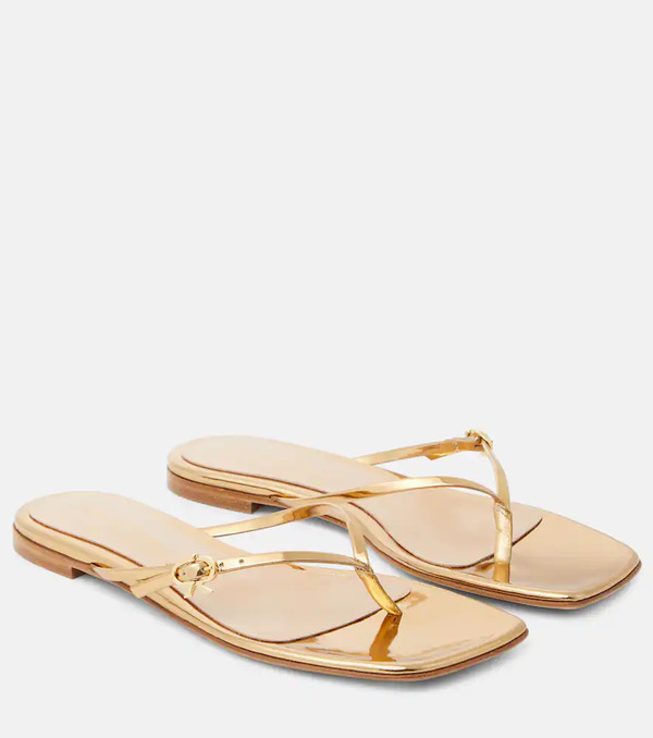  Gianvito Rossi Gianvito Rossi Mirrored Leather Thong Sandals 