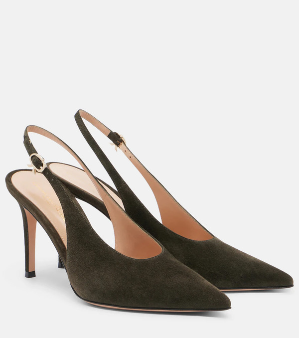  Gianvito Rossi Gianvito Rossi Robbie Suede Slingback Pumps 